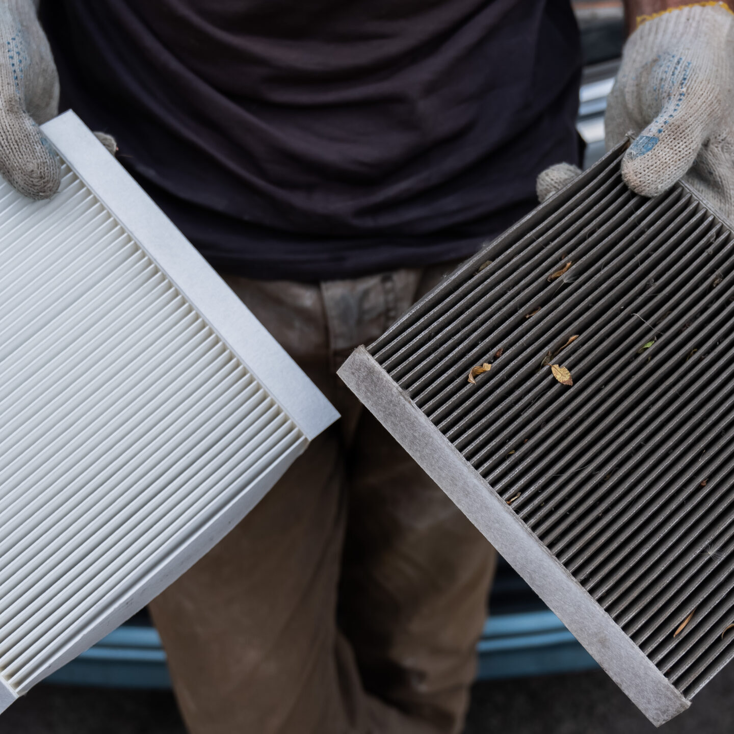 The master changes the cabin air filter of the car